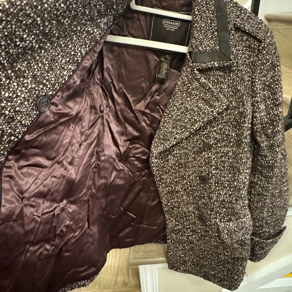 Coach Women's Textured Brown Coat/blazer